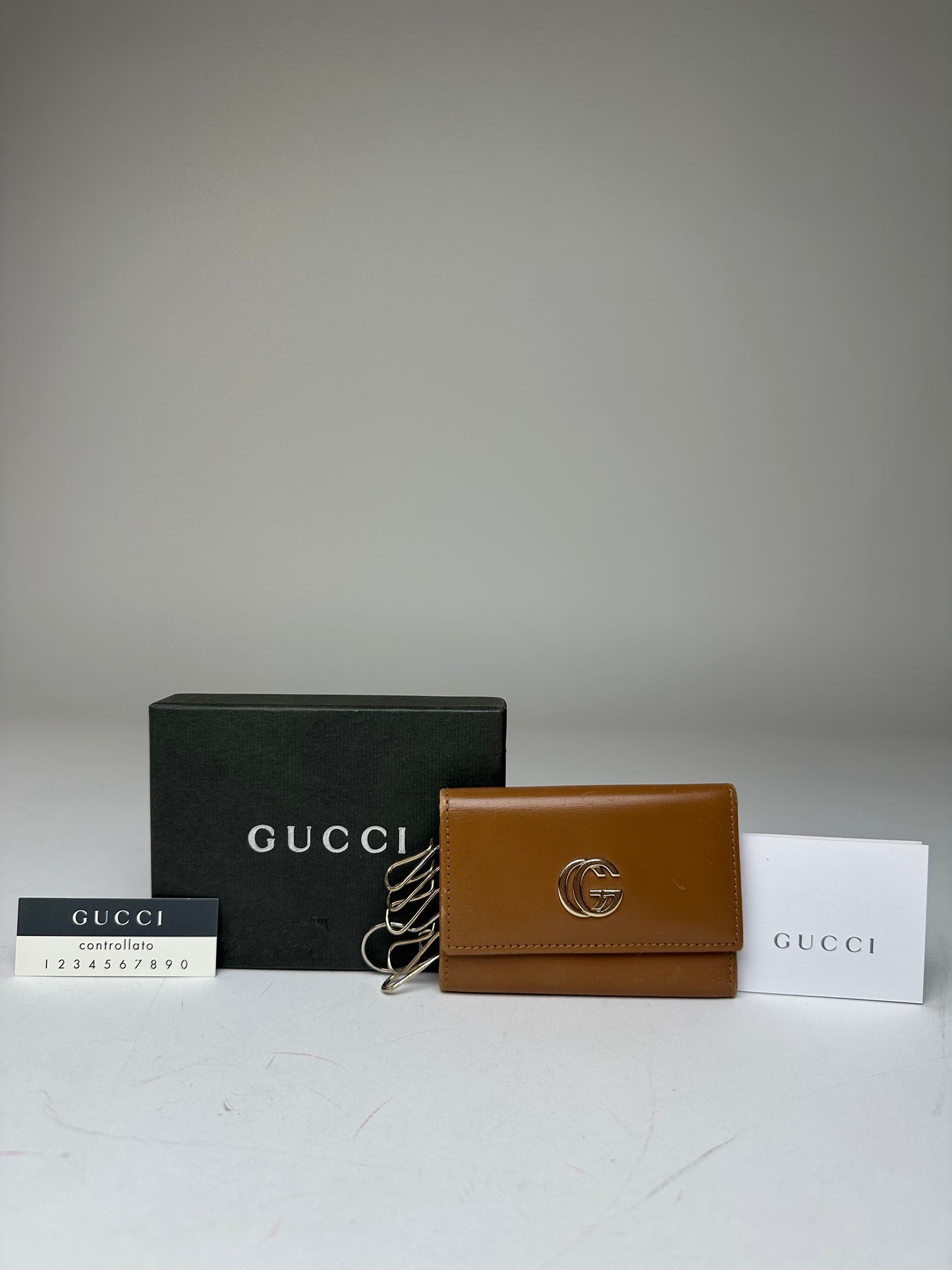 Vintage Gucci GG Leather Key Holder Brown
