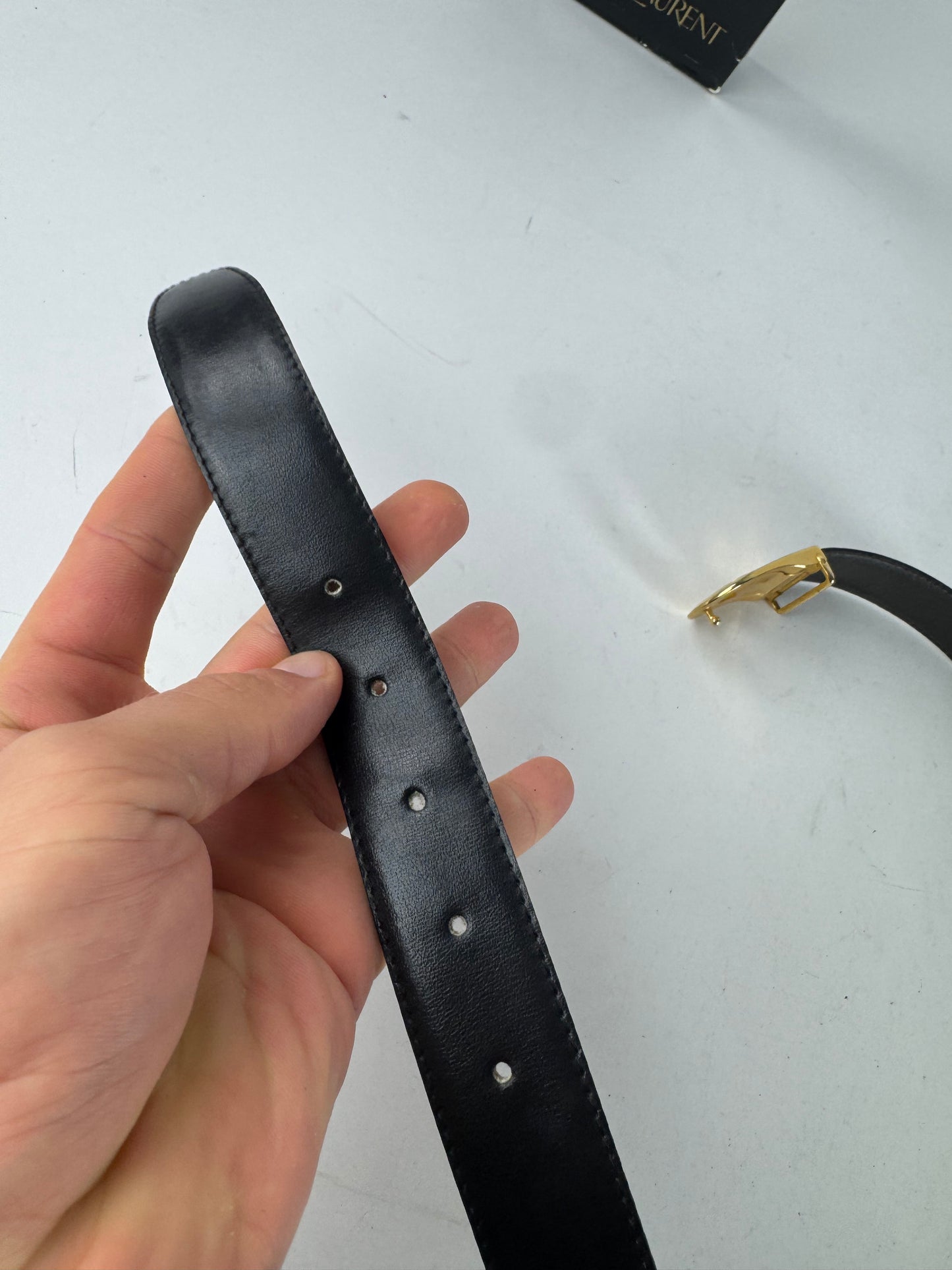 Vintage Yves Saint Laurent Leather Belt Black