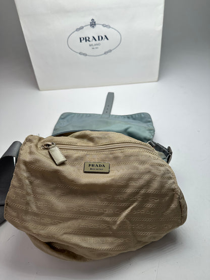 Vintage Prada Light Blue Polyester Crossbody Bag
