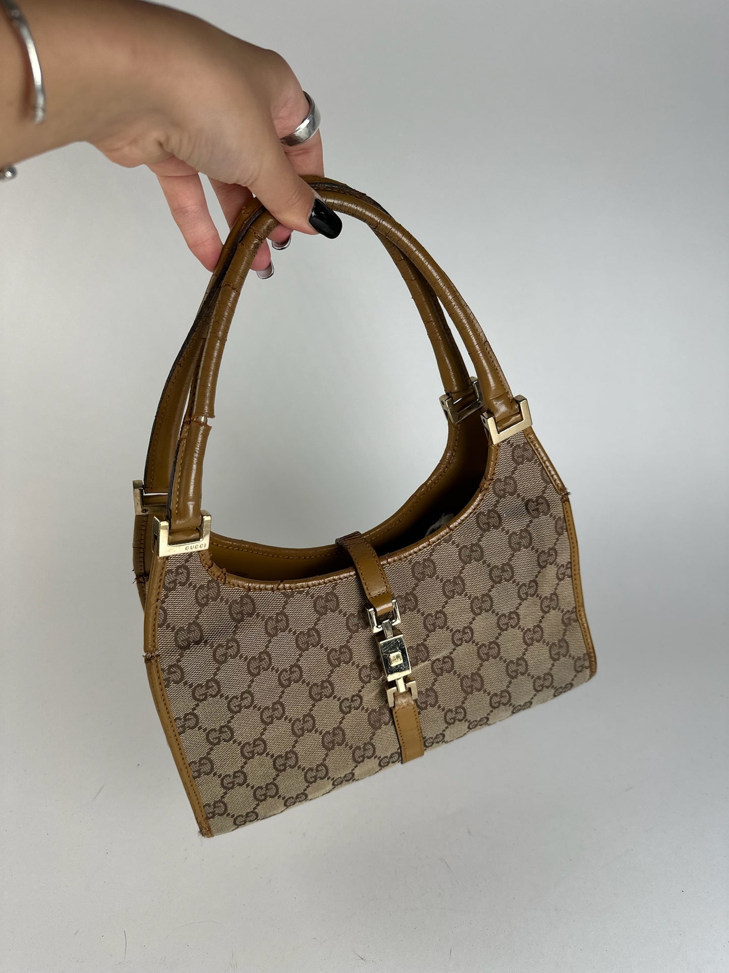 Sac Gucci Jackie Monogram vintage beige marron