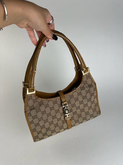Sac Gucci Jackie Monogram vintage beige marron