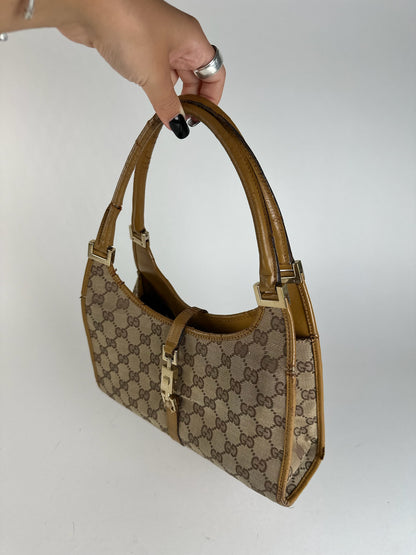 Sac Gucci Jackie Monogram vintage beige marron