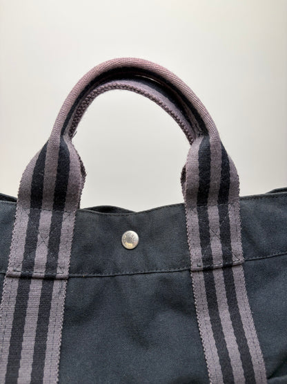 Vintage Hermes Canvas Tote Bag Black Dark Grey