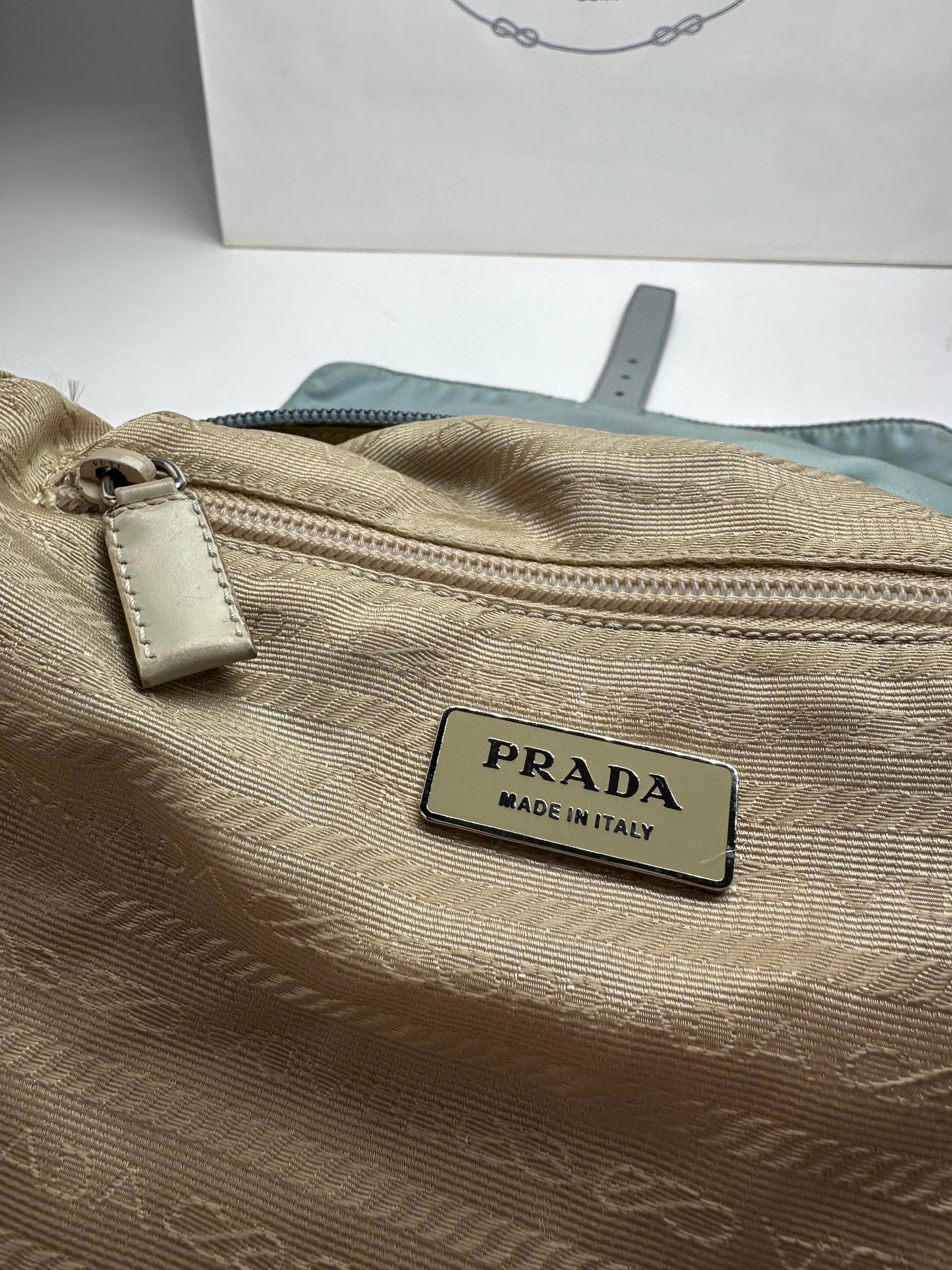 Vintage Prada Light Blue Polyester Crossbody Bag
