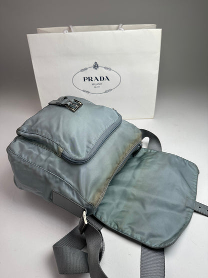 Vintage Prada Light Blue Polyester Crossbody Bag