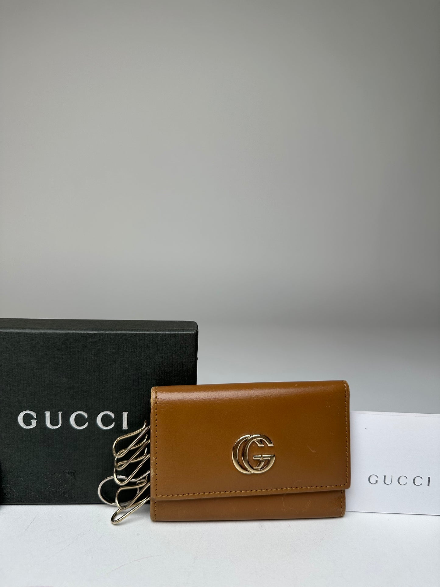 Vintage Gucci GG Leather Key Holder Brown
