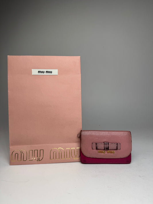 Vintage Miu Miu Leather Card Holder Pink Purple