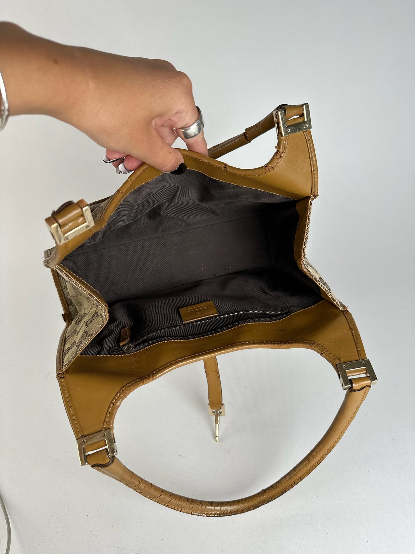 Sac Gucci Jackie Monogram vintage beige marron