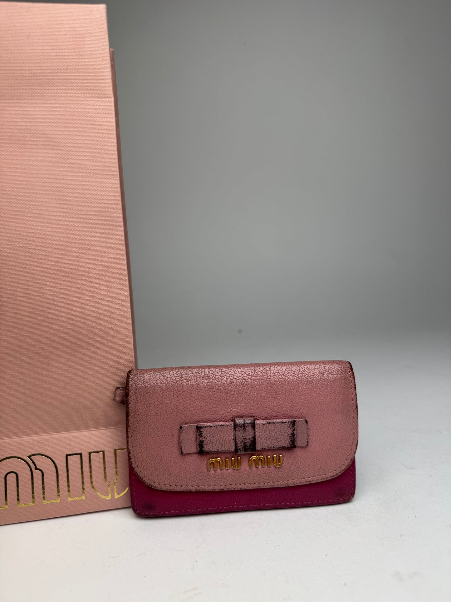 Vintage Miu Miu Leather Card Holder Pink Purple