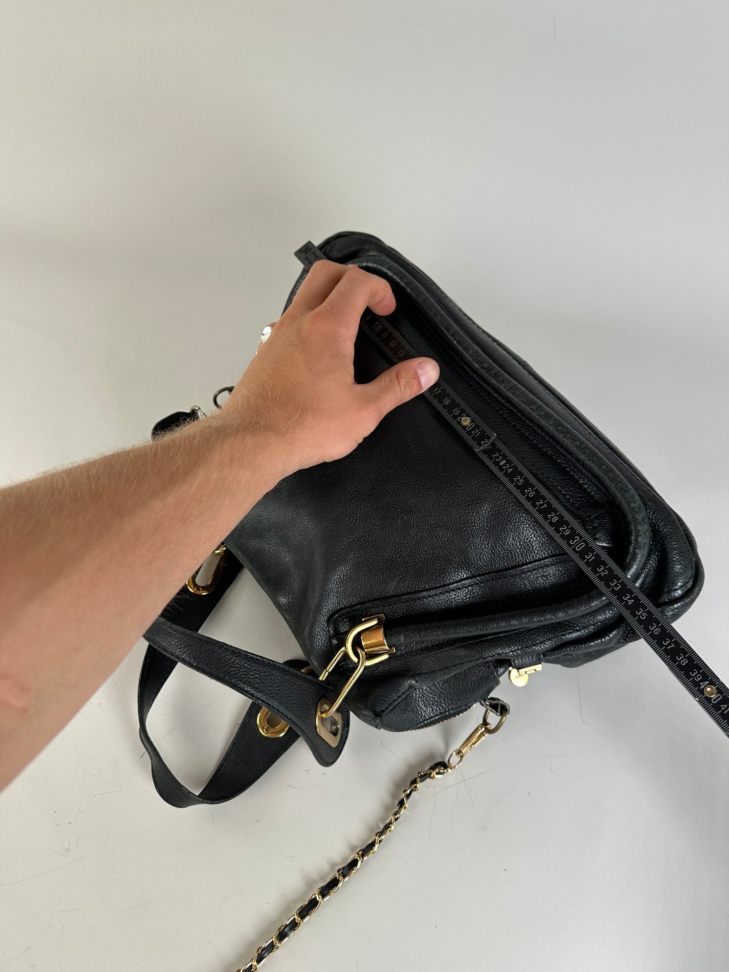 Vintage Chloe Grained Leather Shoulder Bag Black Gold