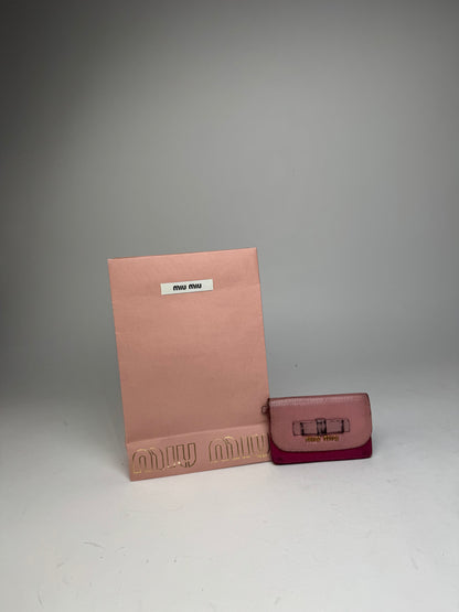 Vintage Miu Miu Leather Card Holder Pink Purple