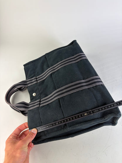 Vintage Hermes Canvas Tote Bag Black Dark Grey