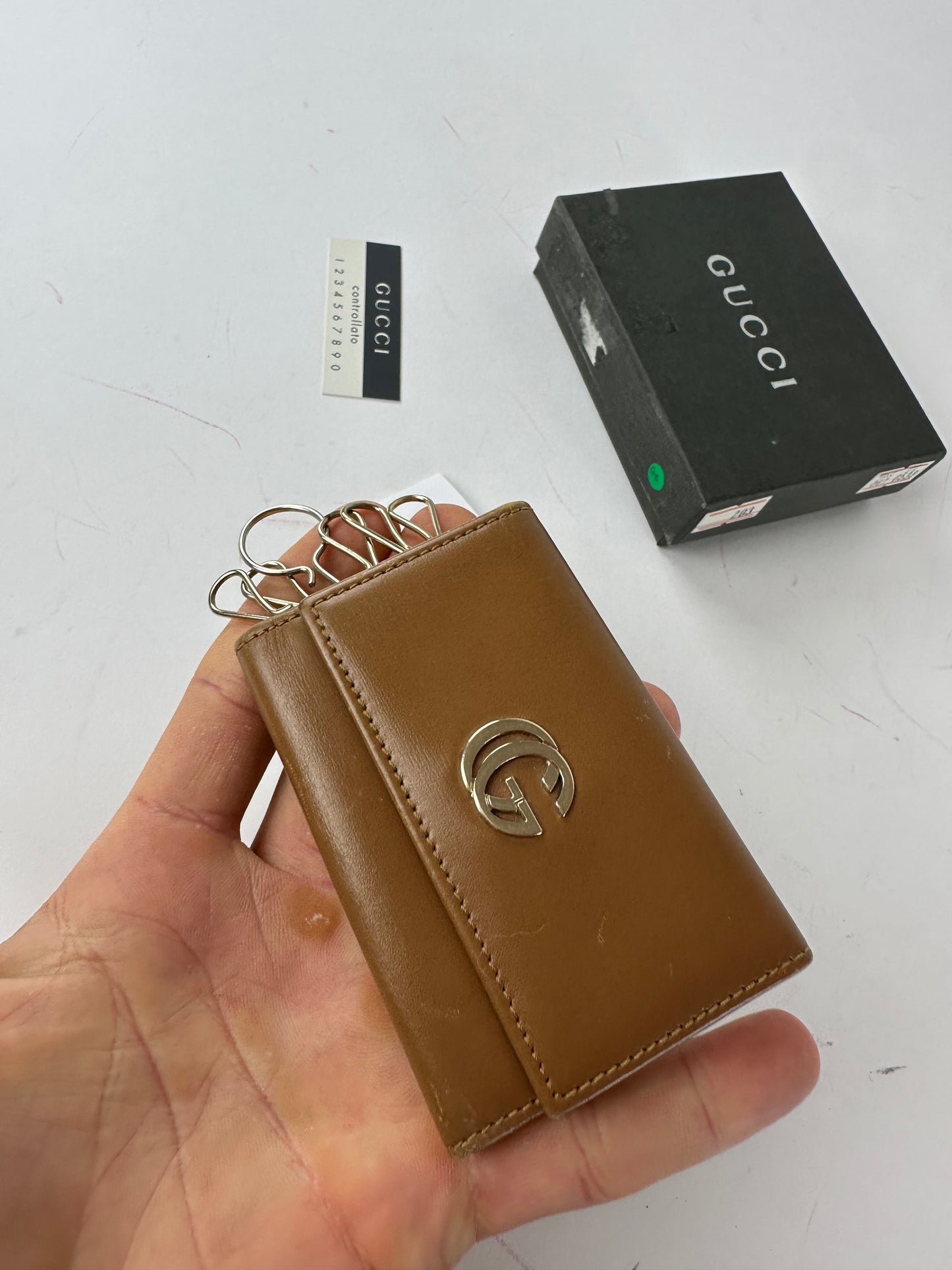 Vintage Gucci GG Leather Key Holder Brown