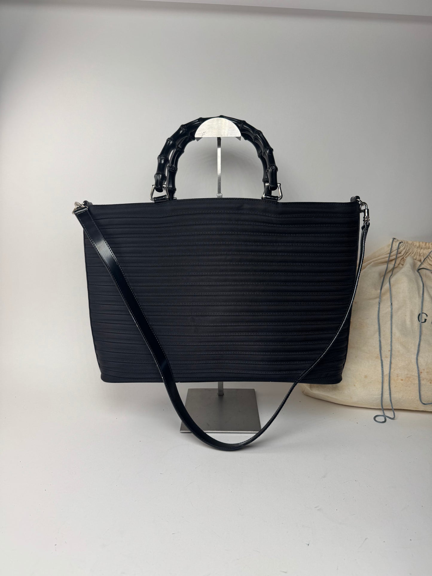 Vintage Gucci 2 Way Bamboo Bag black