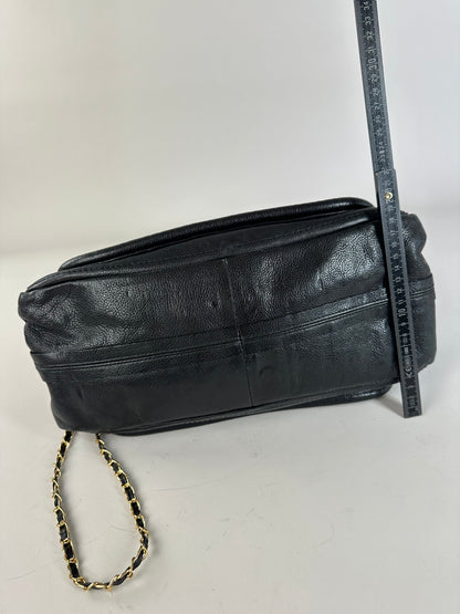 Vintage Chloe Grained Leather Shoulder Bag Black Gold