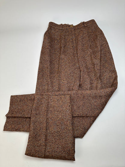 Vintage Chloe Wool Trousers Rust Brown Cream M