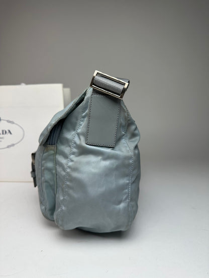 Vintage Prada Light Blue Polyester Crossbody Bag