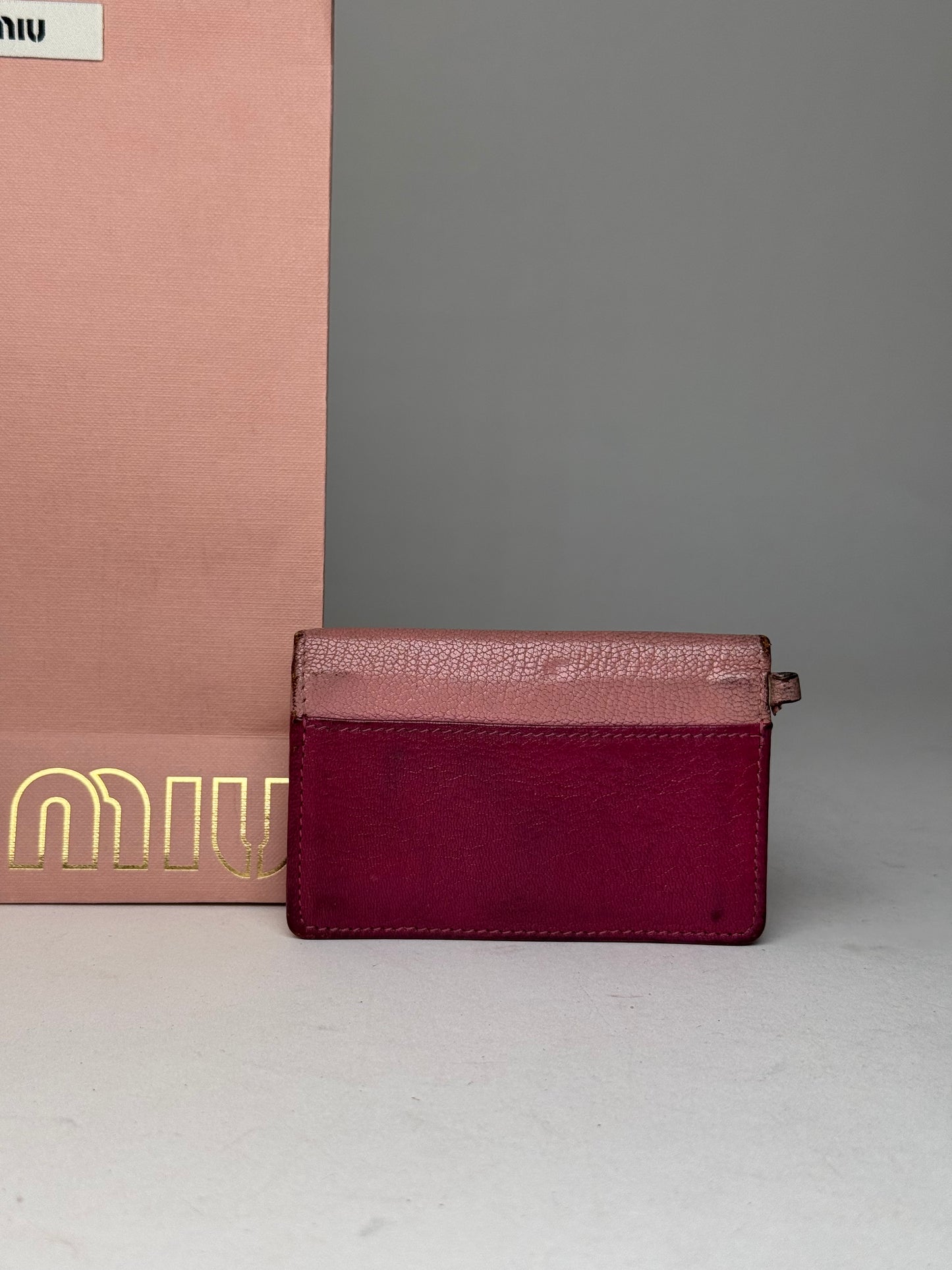 Vintage Miu Miu Leather Card Holder Pink Purple