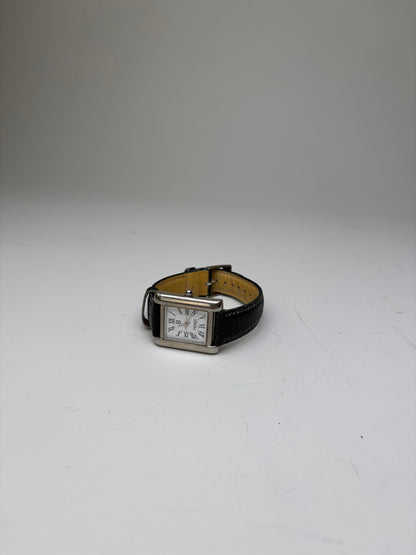 Vintage Fendi Stainless Steel Leather Strap Watch Black White