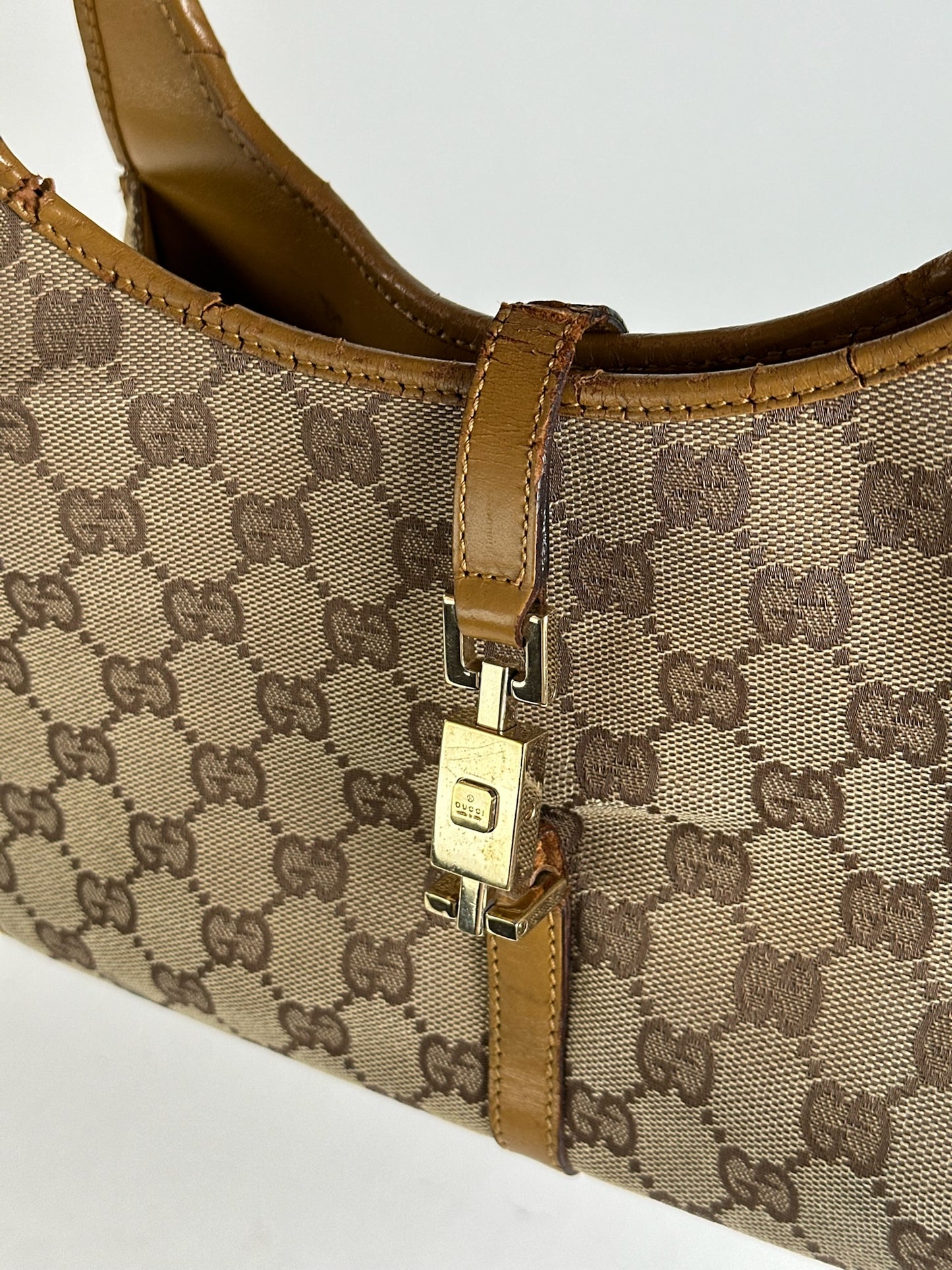 Sac Gucci Jackie Monogram vintage beige marron
