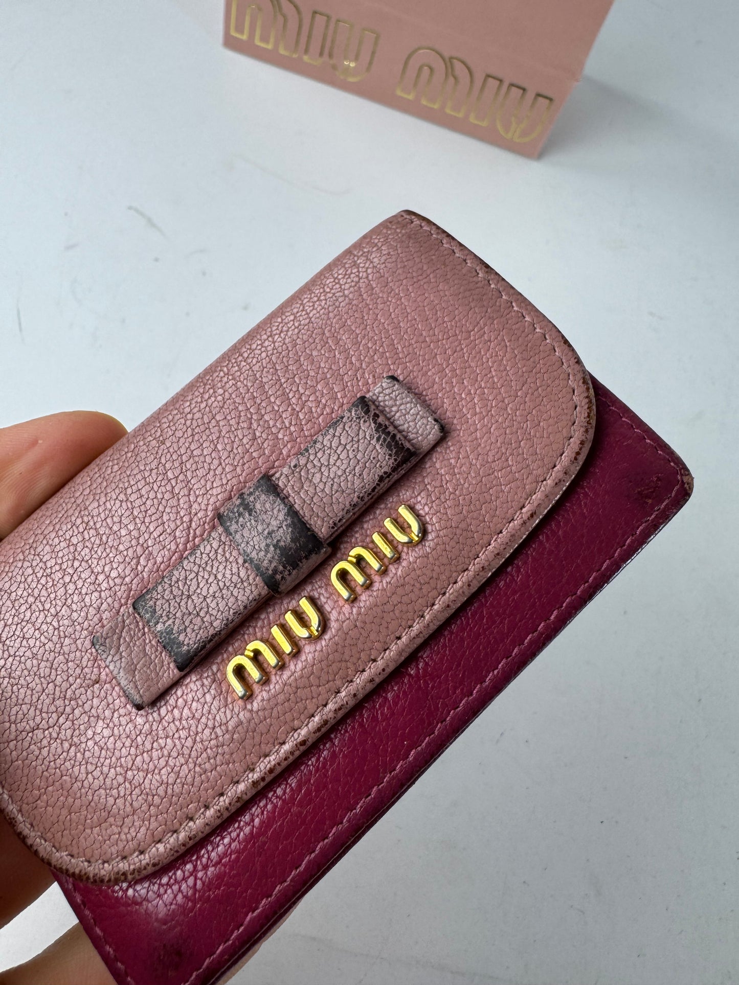 Vintage Miu Miu Leather Card Holder Pink Purple