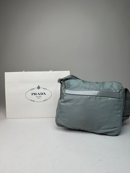 Vintage Prada Light Blue Polyester Crossbody Bag