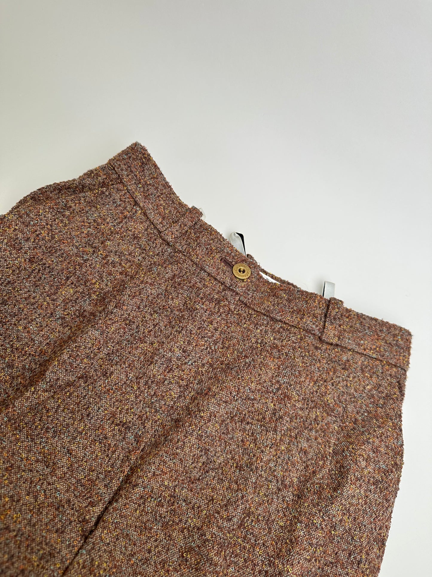 Vintage Chloe Wool Trousers Rust Brown Cream M