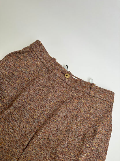 Vintage Chloe Wool Trousers Rust Brown Cream M