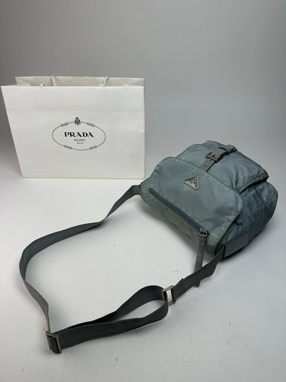 Vintage Prada Light Blue Polyester Crossbody Bag