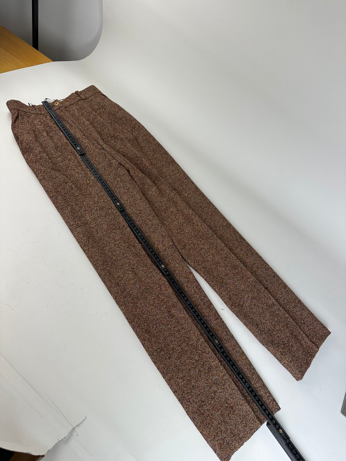 Vintage Chloe Wool Trousers Rust Brown Cream M