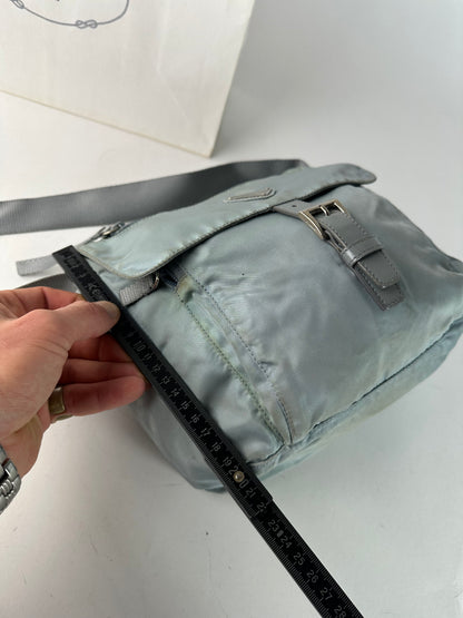 Vintage Prada Light Blue Polyester Crossbody Bag