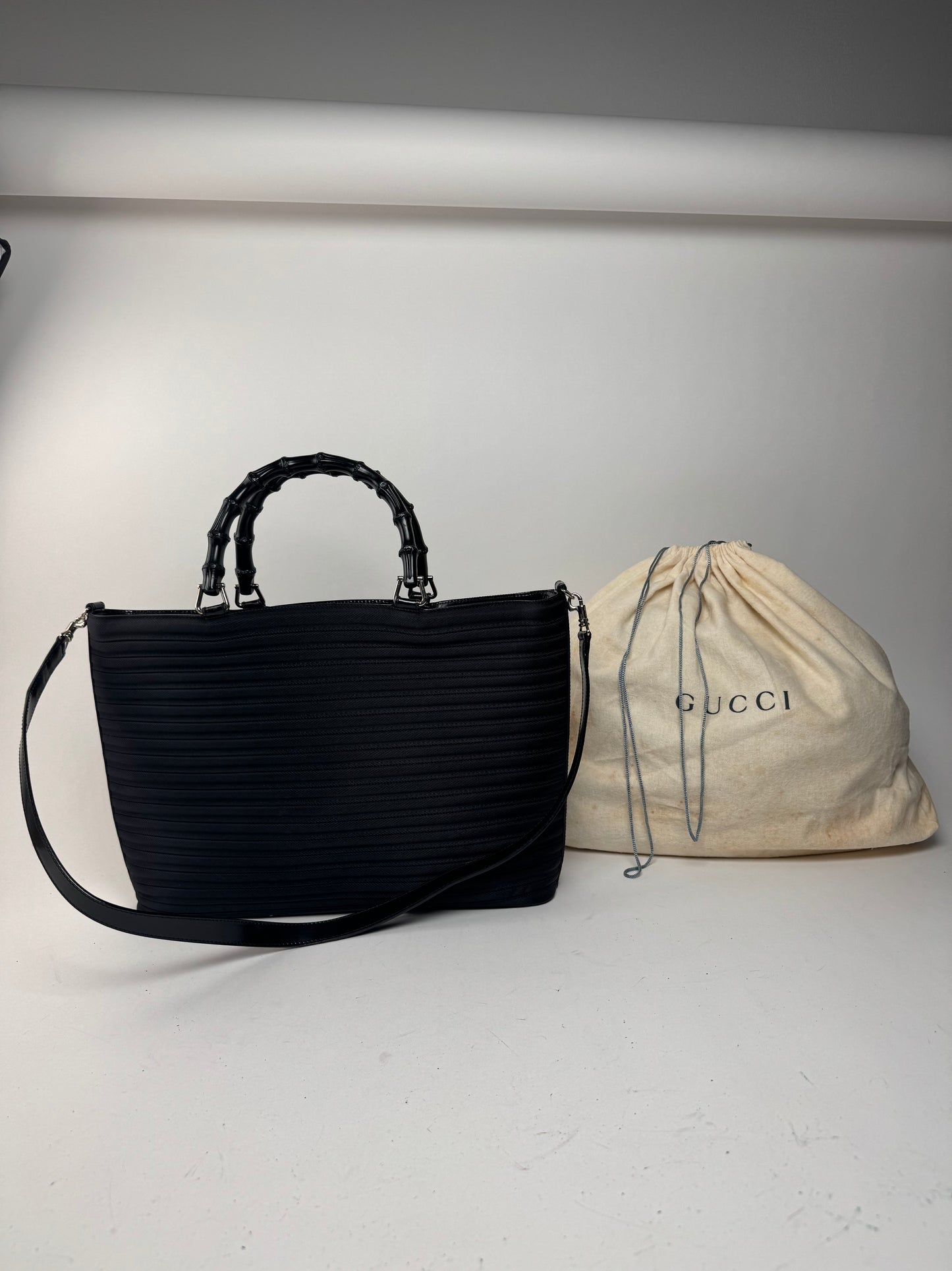 Vintage Gucci 2 Way Bamboo Bag black