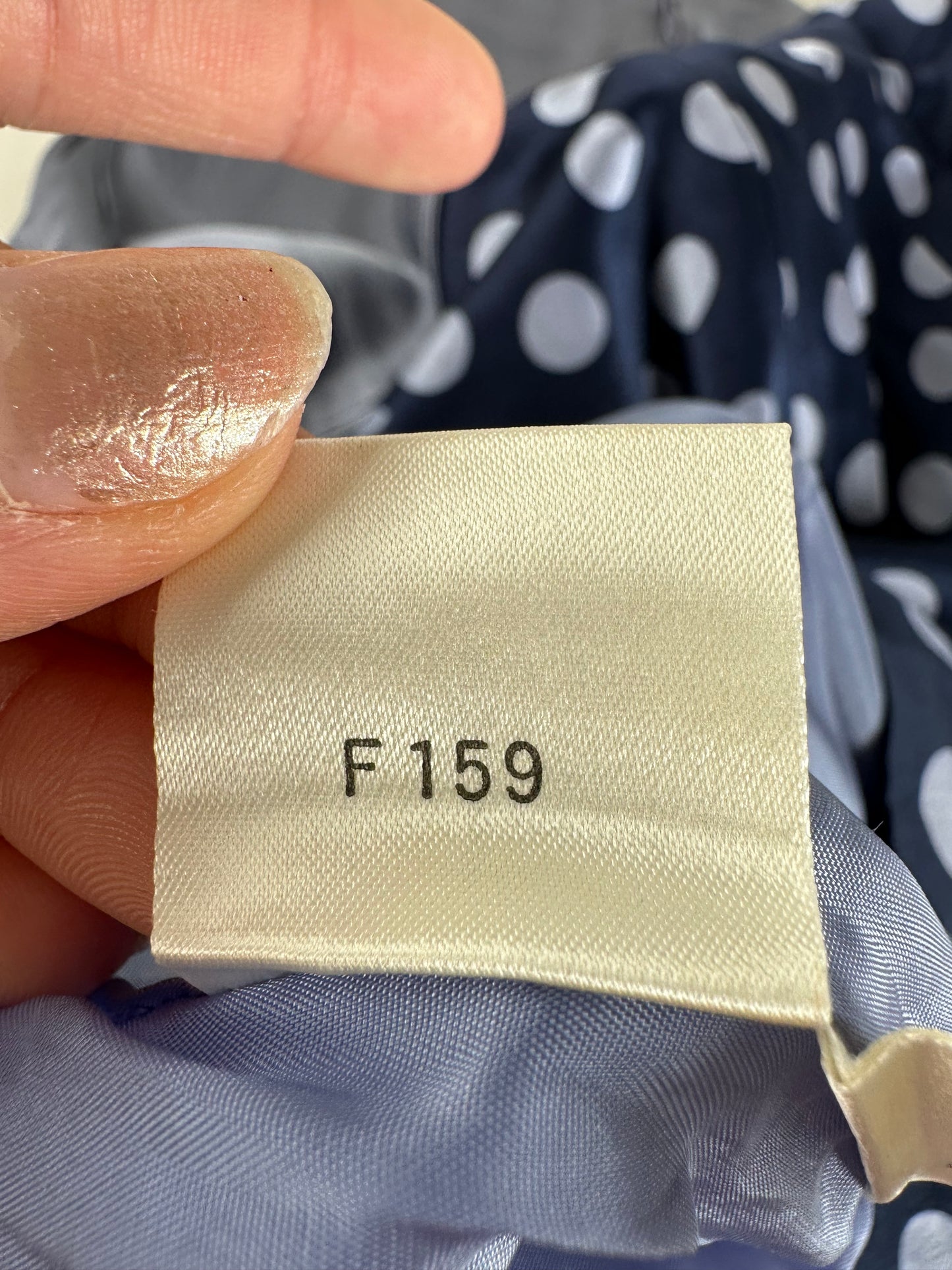 Vintage Balenciaga Silk Polka Dot Dress Navy Grey M