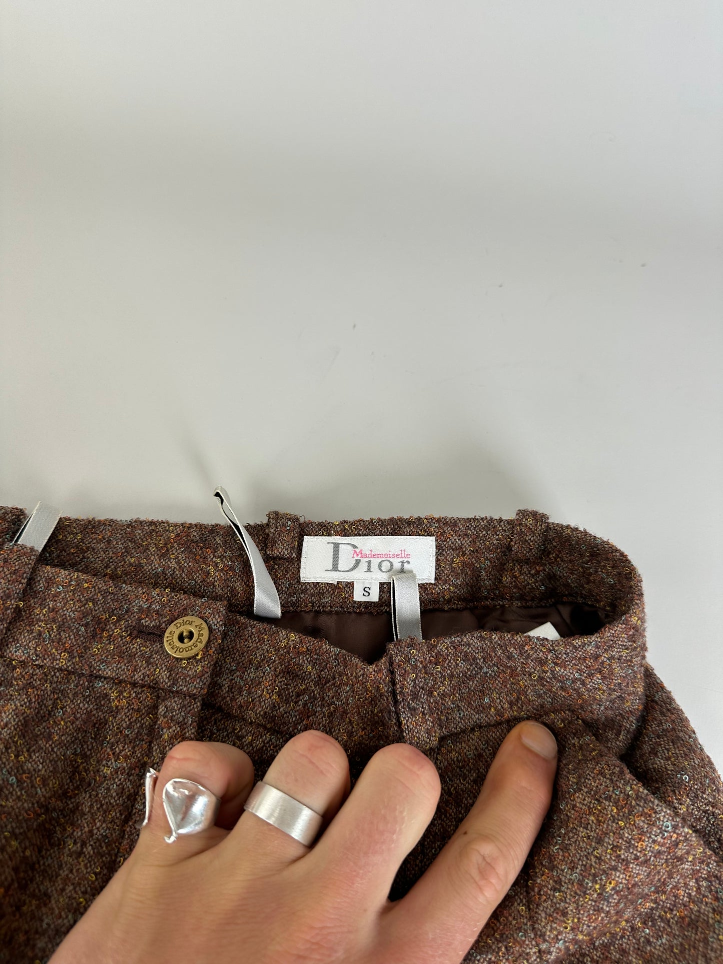 Vintage Chloe Wool Trousers Rust Brown Cream M