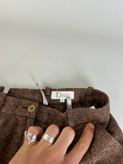 Vintage Chloe Wool Trousers Rust Brown Cream M