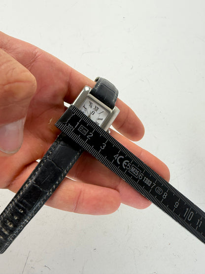 Vintage Fendi Stainless Steel Leather Strap Watch Black White