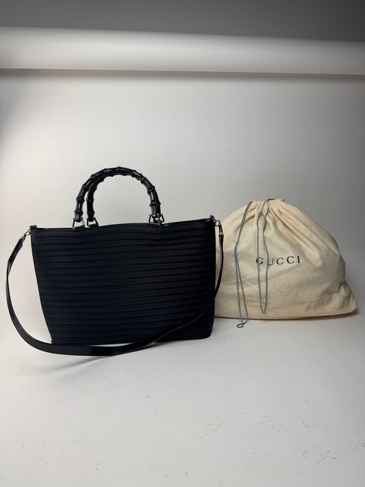 Sac Gucci vintage en bambou à deux voies noir