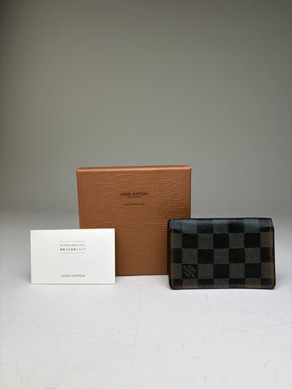 Vintage Louis Vuitton Damier Canvas Card Holder Black Brown