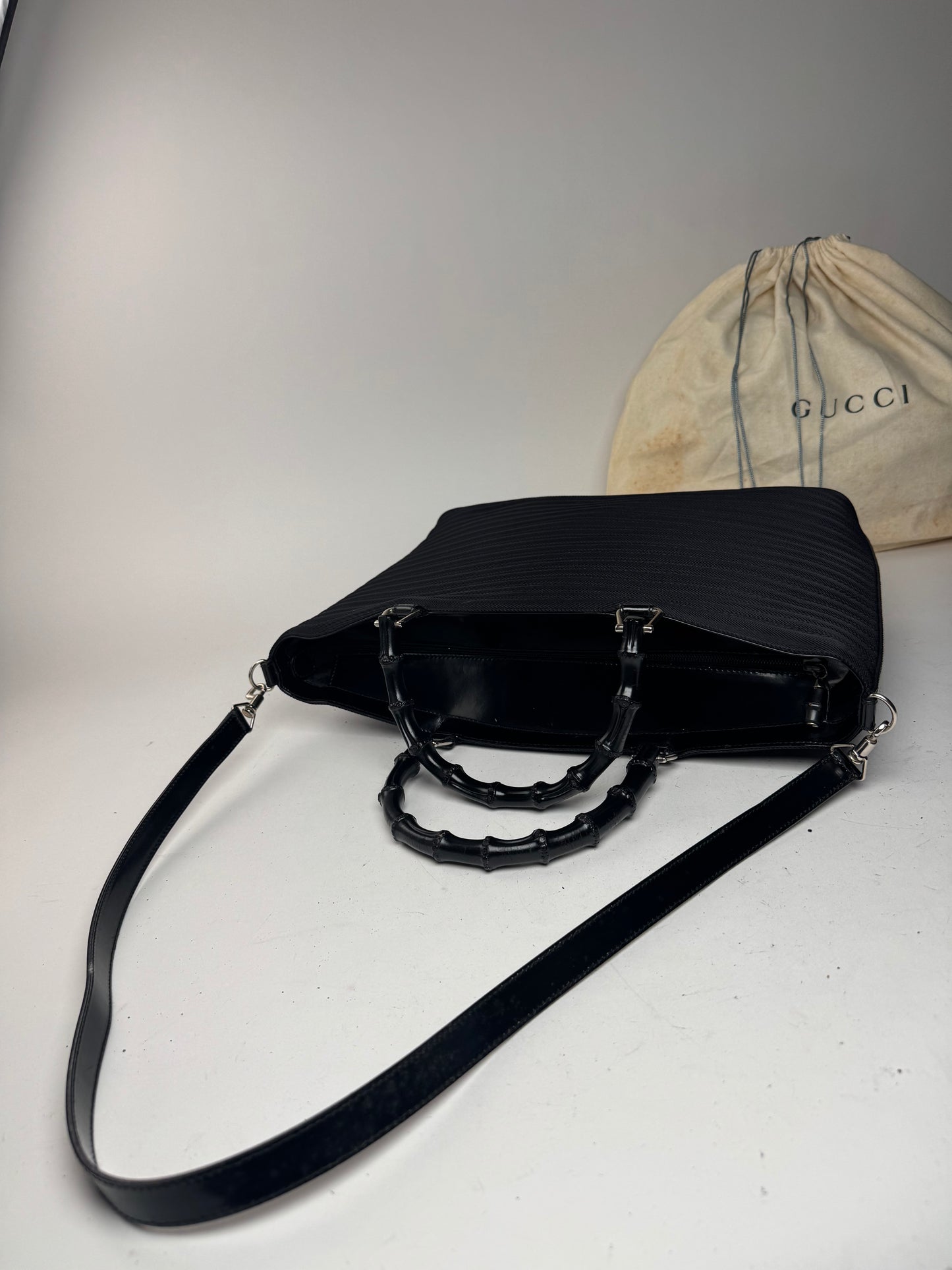 Vintage Gucci 2 Way Bamboo Bag black