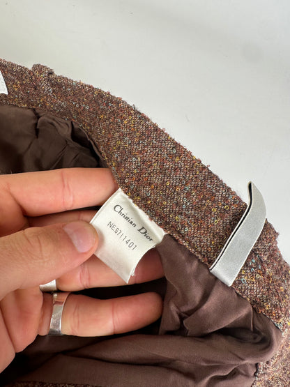 Vintage Chloe Wool Trousers Rust Brown Cream M