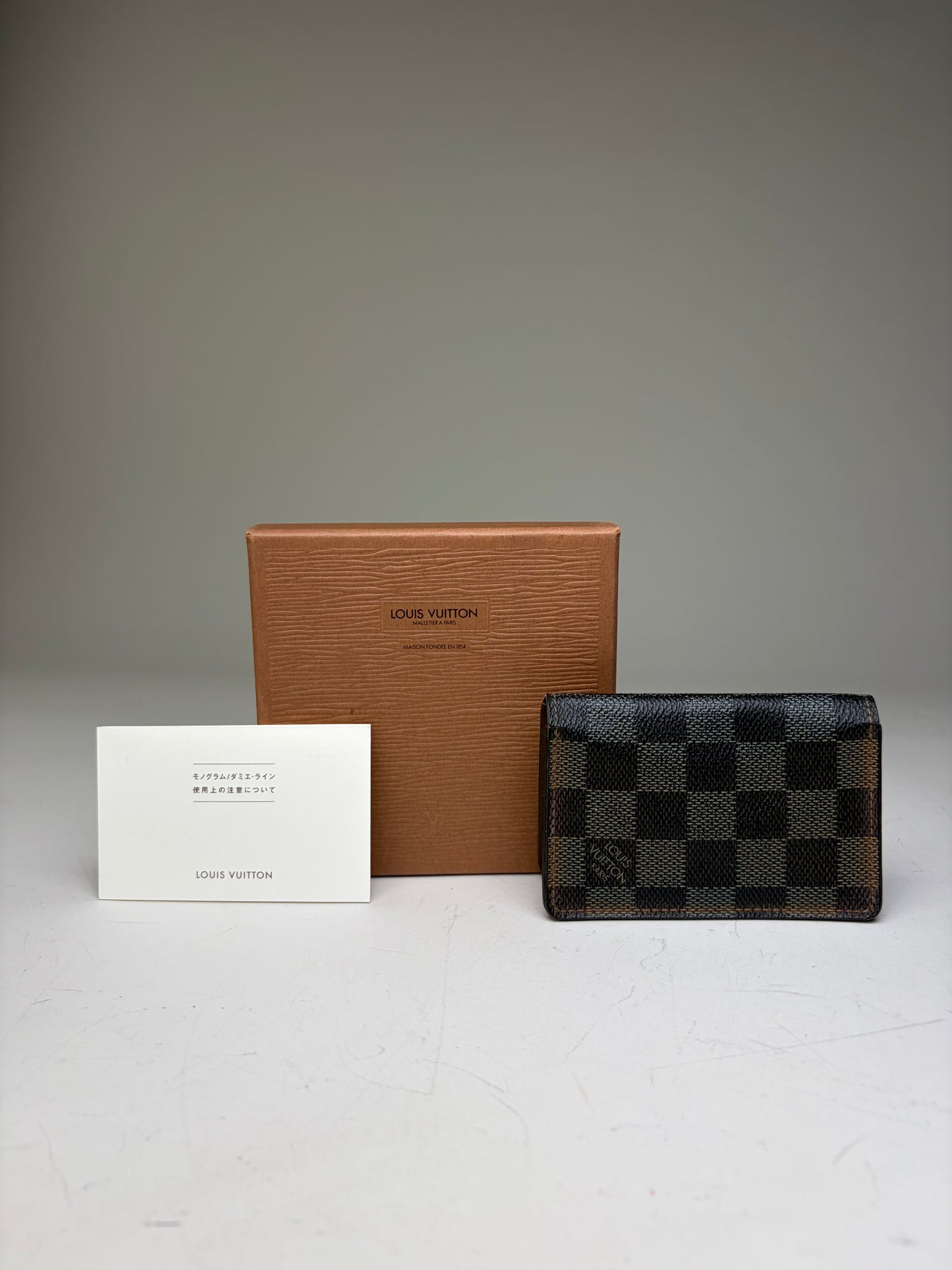 Vintage Louis Vuitton Damier Canvas Card Holder Black Brown