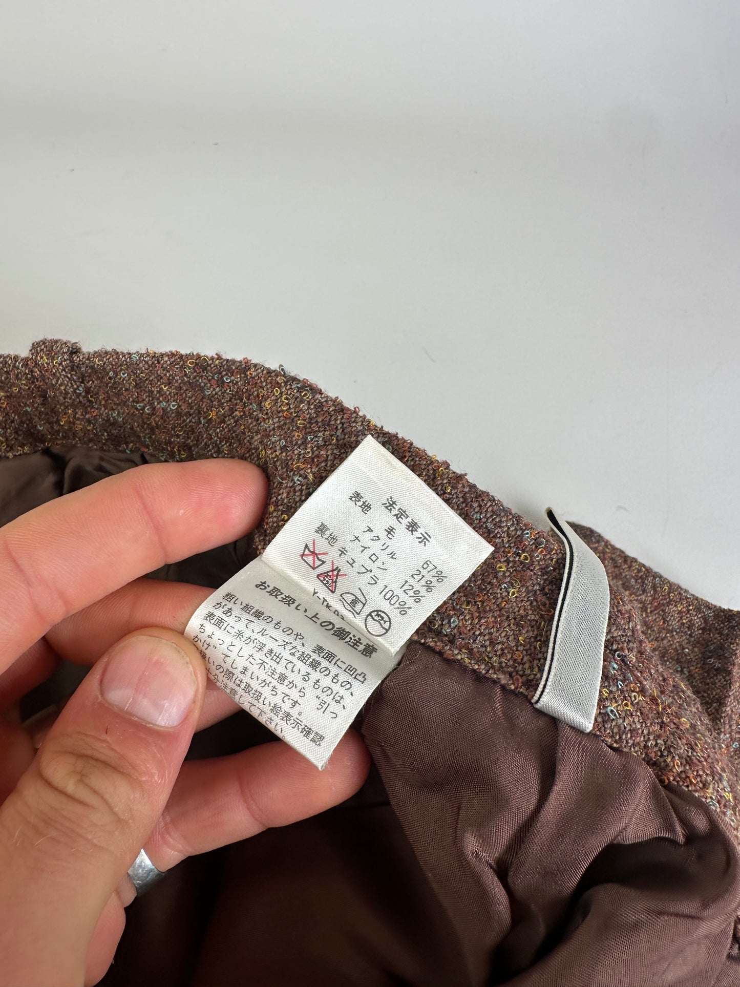 Vintage Chloe Wool Trousers Rust Brown Cream M