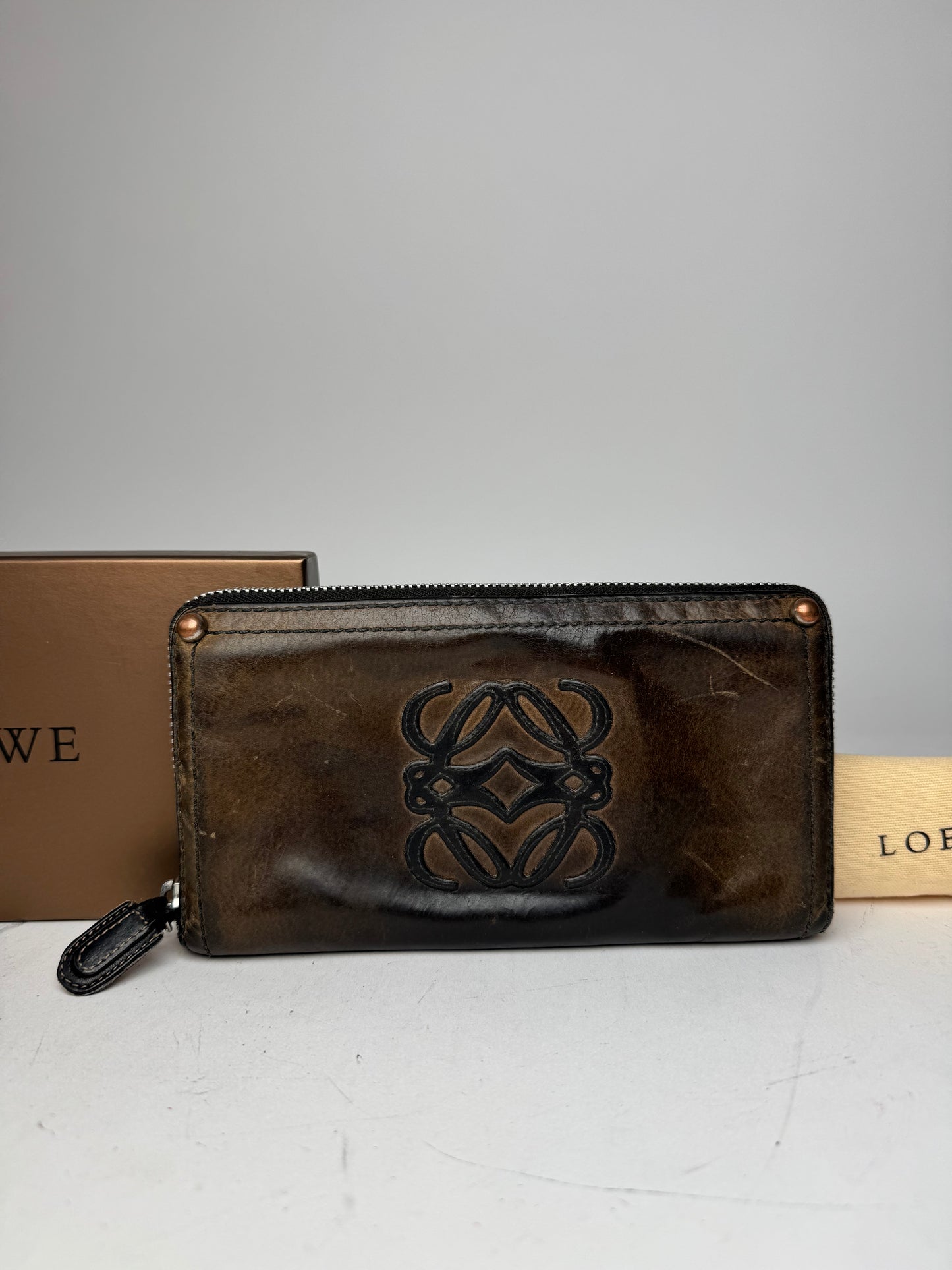 Vintage Loewe Madrid Anagram Leather Wallet Brown