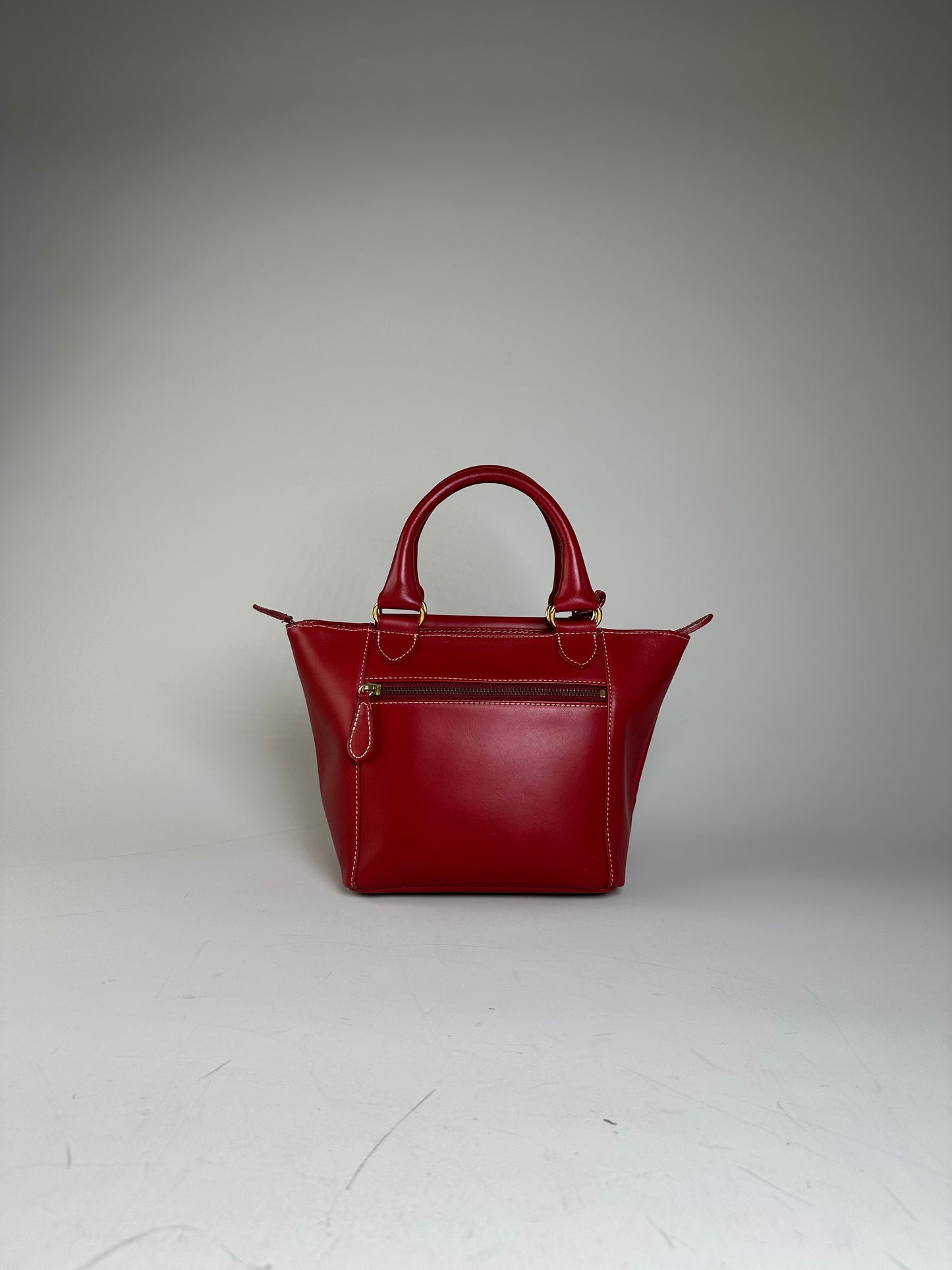 Vintage Courreges Leather Tote Bag Red Gold