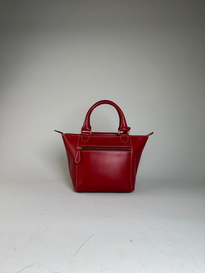 Vintage Courreges Leather Tote Bag Red Gold