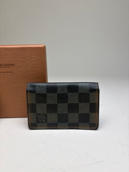 Vintage Louis Vuitton Damier Canvas Card Holder Black Brown