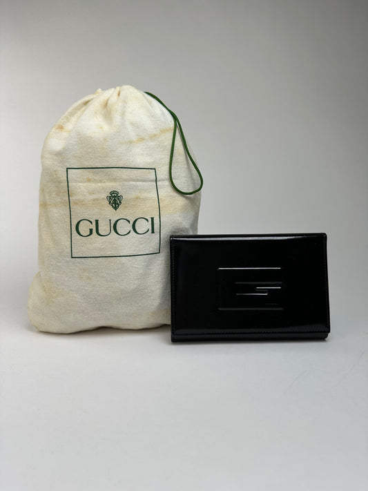 Vintage Gucci Patent Leather Bifold Wallet Late 1990s Black
