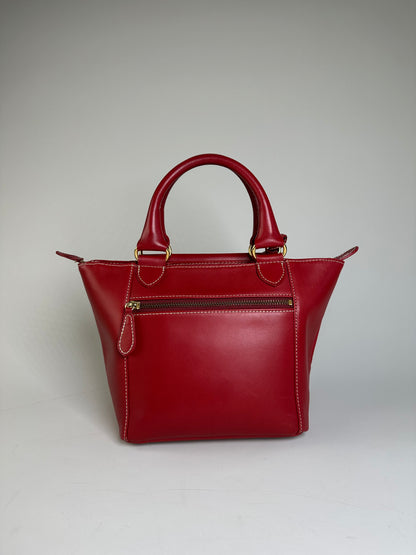 Vintage Courreges Leather Tote Bag Red Gold