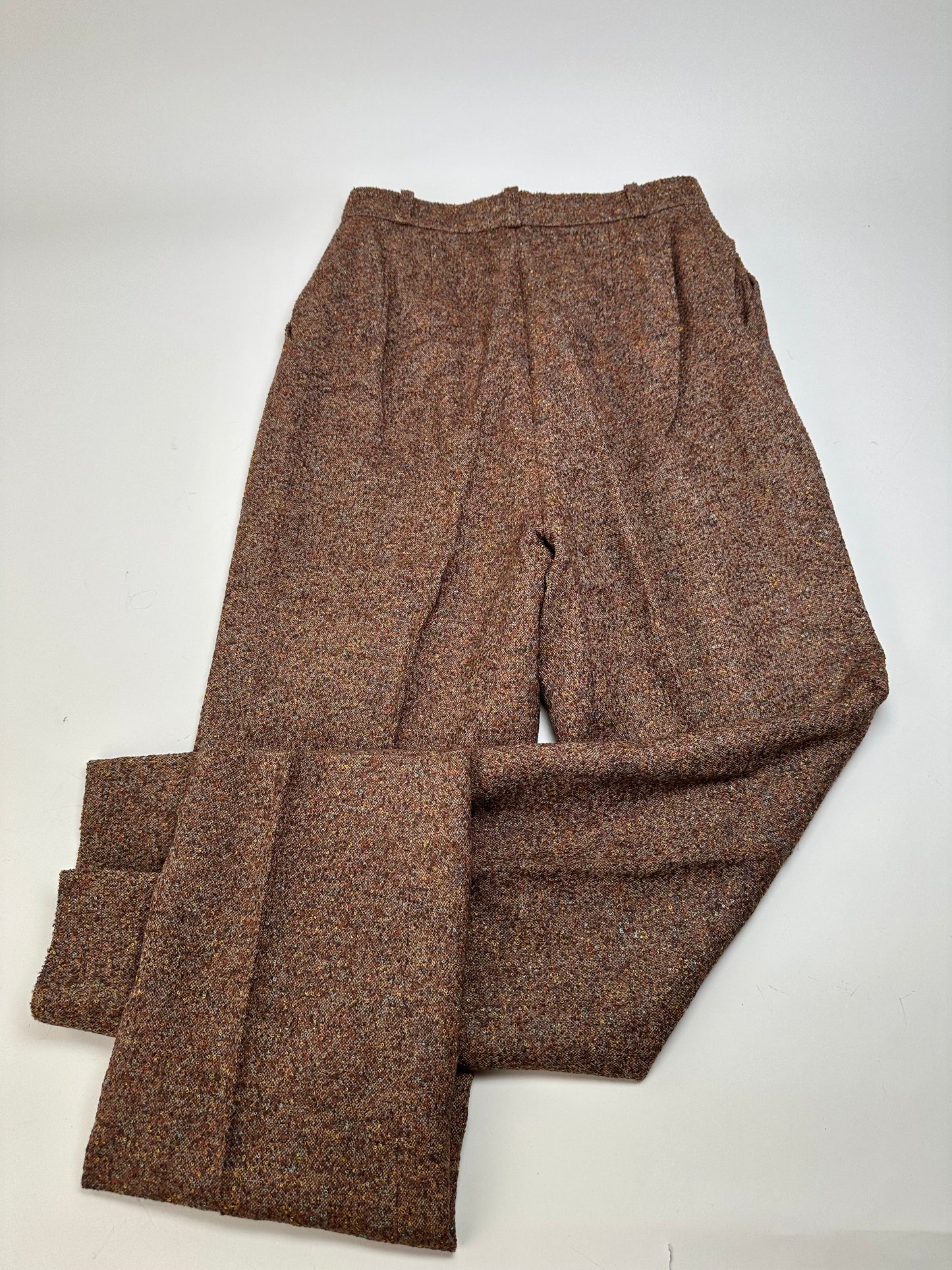 Vintage Chloe Wool Trousers Rust Brown Cream M