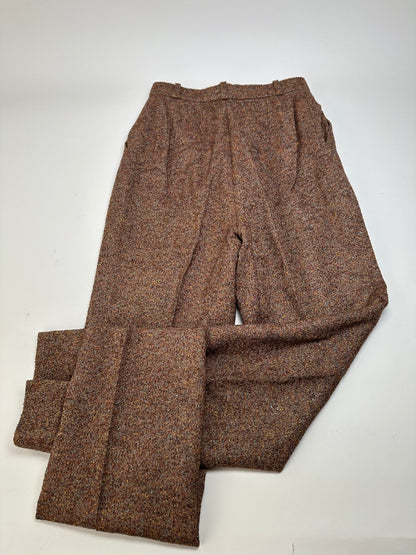 Vintage Chloe Wool Trousers Rust Brown Cream M